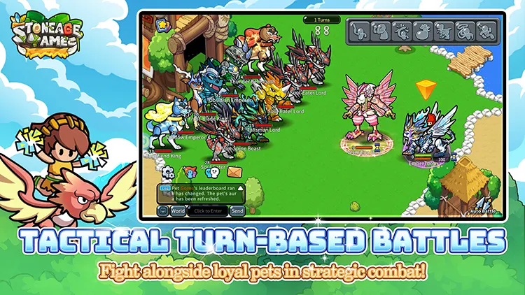 Tactical Turn-Based Battles,Fight alongside loyal pets in strategic combat!